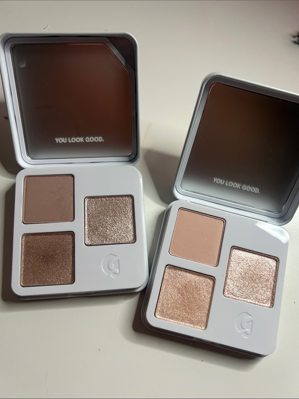 Glossier Neutral Quad Eyeshadow Duo — Champagne, Beige & Bronze Tones